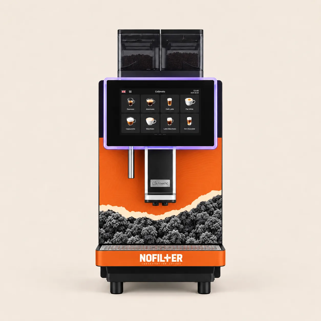 A CaféMatic 8 bean-to-cup machine in NoFilter livery